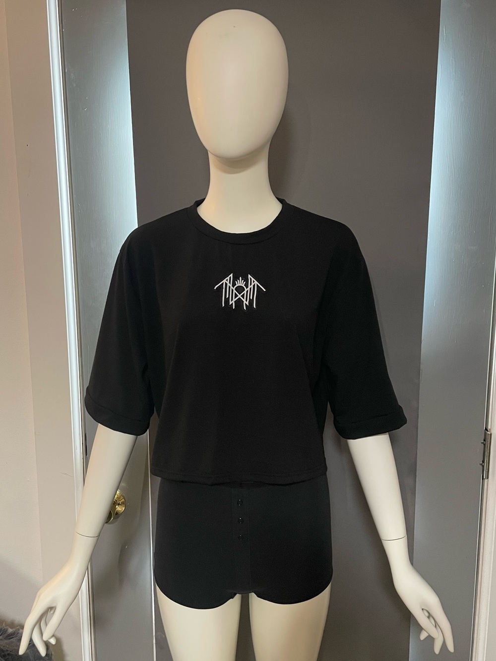 Black Crop Top Sleep Token Logo Sewed On Size Medium
